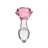 Pillow Talk Rosy Luxurious Glass Anal Plug w Clear Gem