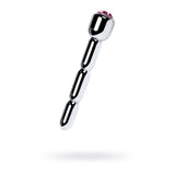 Silver Metal Urethral Plug w Ruby Rhinestone