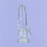 Crystal Dildo w Balls 6in Clear