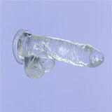 Crystal Dildo w Balls 6in Clear