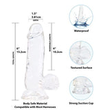 Crystal Dildo w Balls 6in Clear