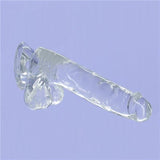 Crystal Dildo w Balls 8in Clear