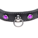 Bling Vixen Leather Choker w/ Purple Rhinestones