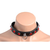 Bling Vixen Leather Choker w/ Red Rhinestones