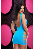 Criss Cross Mini Dress Neon Blue