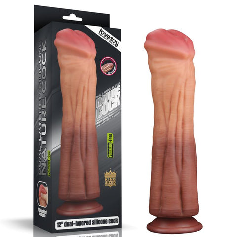 Dual layered Platinum Silicone Cock 12in