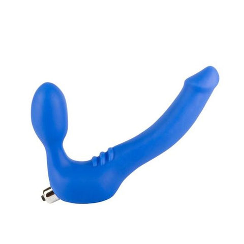 Strapless Strap On Vibrating Silicone L - Blue