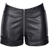 Stretch Wetlook Zip Shorts Black