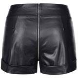 Stretch Wetlook Zip Shorts Black
