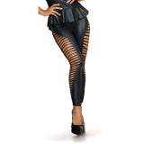 Stretch Wetlook Cut Out Leggings Black