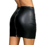Stretch Wetlook Mesh Criss Cross Skirt Black