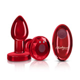 Cheeky Charms Red Rechargeable Vibrating Metal Butt Plug w Remote Small