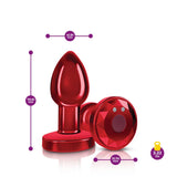 Cheeky Charms Red Rechargeable Vibrating Metal Butt Plug w Remote Small