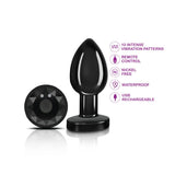 Cheeky Charms Gunmetal Rechargeable Vibrating Metal Butt Plug w Remote Medium