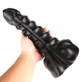 Ribbed Anal Dildo Black Large