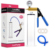 LuxaMax Brass Handle Penis Pump Set w Gauge