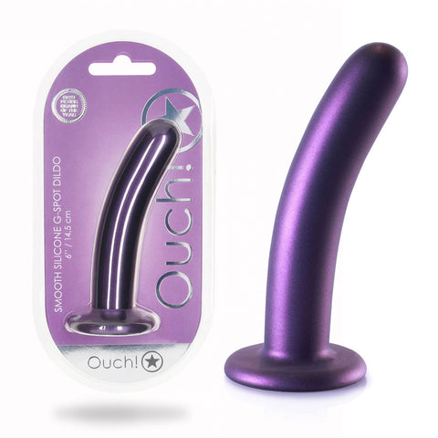 OUCH! Smooth Silicone G-Spot Dildo - 6'' / 14.5 cm